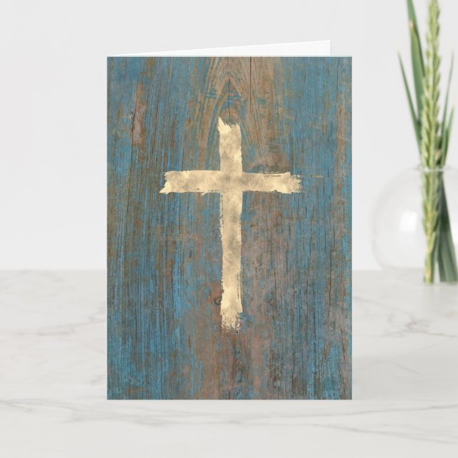 faux gold foil cross religious card (Front)