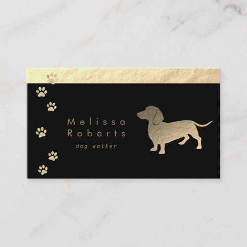 FAUX gold foil dachshund dog silhouette Business Card