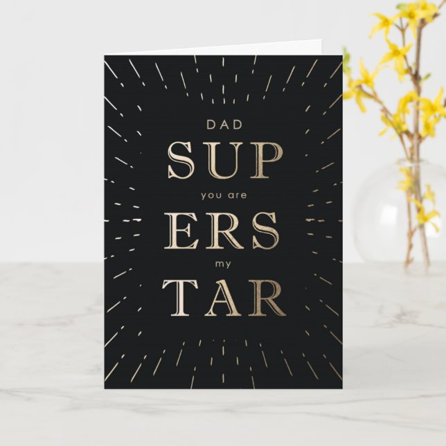 Faux Gold Foil Dad Is Superstar Father's Day Card (Yellow Flower)