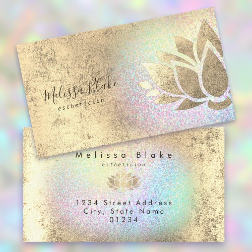 faux gold foil decor on faux glitter rainbow business card
