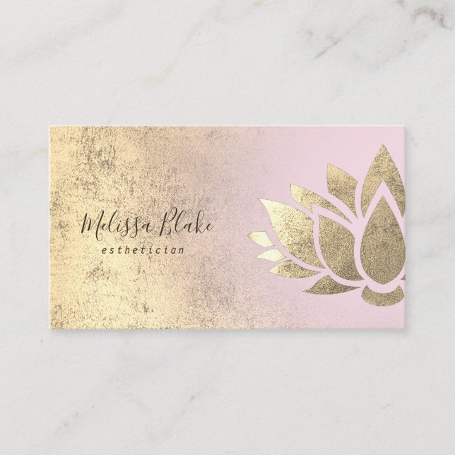 faux gold foil decor on pink gradient business card (Front)