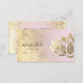 faux gold foil decor on pink gradient business card (Front/Back)
