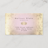 faux gold foil decor on pink gradient business card (Back)