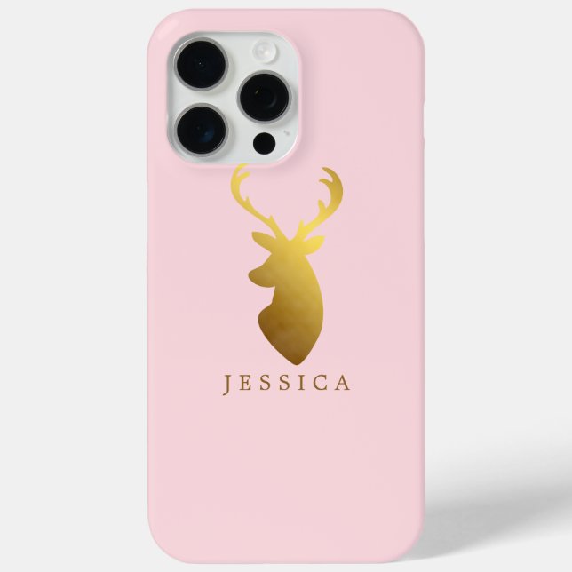 Faux Gold Foil Deer Head Personalized Case-Mate iPhone Case (Back)
