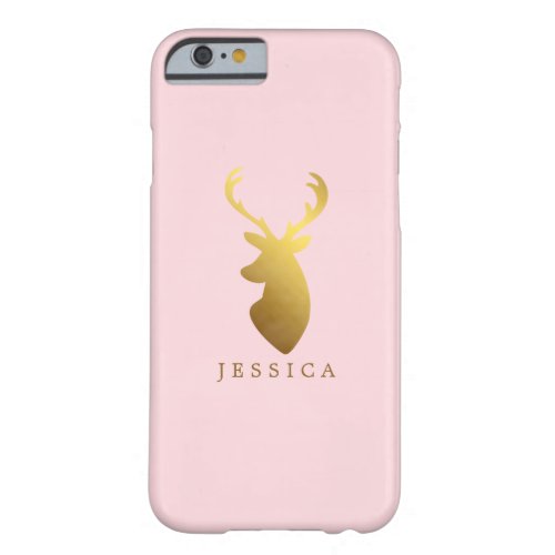 Faux Gold Foil Deer Head Personalized Barely There iPhone 6 Case