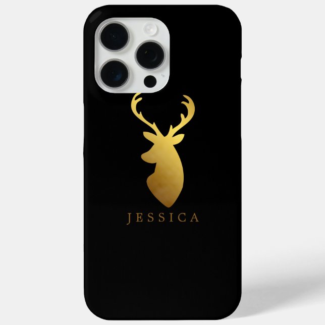 Faux Gold Foil Deer Head Personalized Case-Mate iPhone Case (Back)