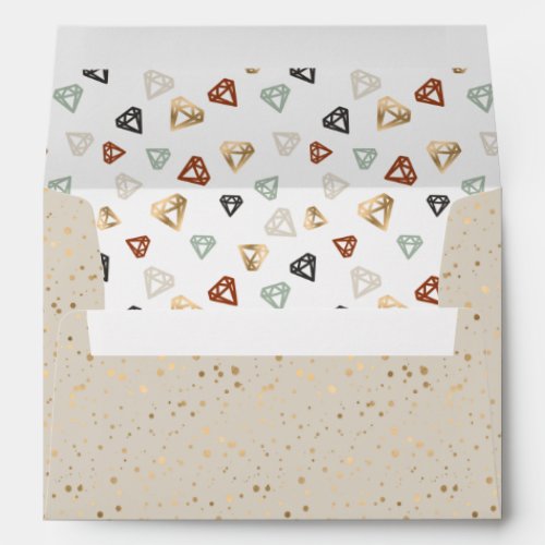Faux Gold Foil Dots and Diamond Gem Toss Envelope