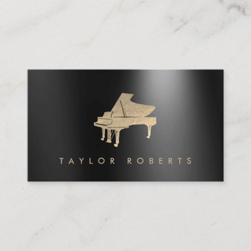 faux gold foil effect piano business card