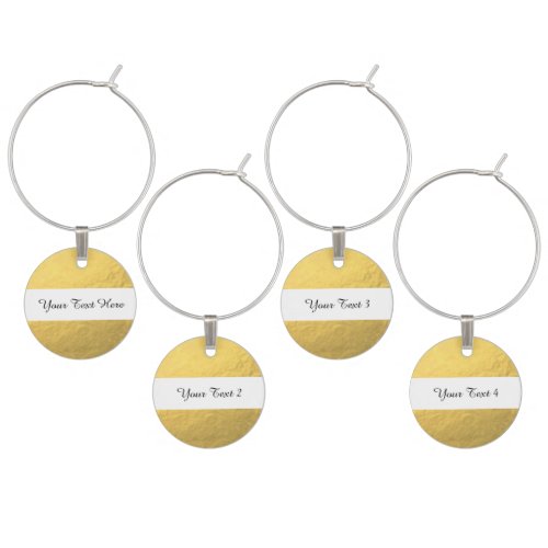 Faux Gold Foil Effect Printed Wine Glass Charm