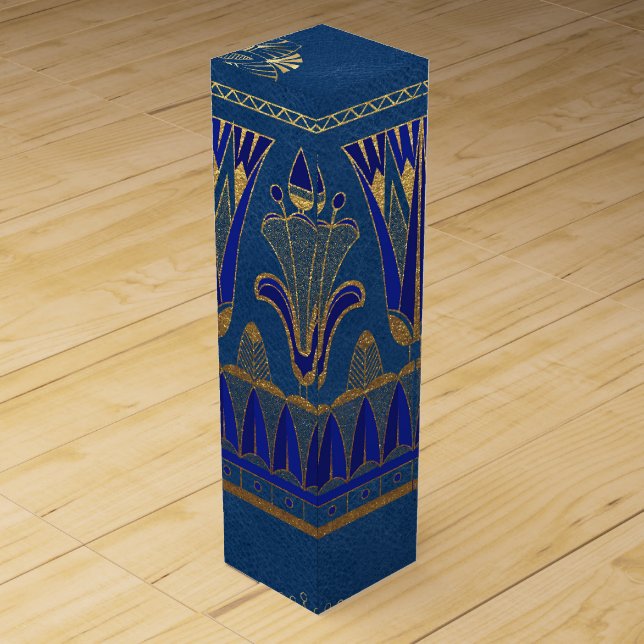 Faux Gold Foil Egyptian Themed Party Wine Box (Back)