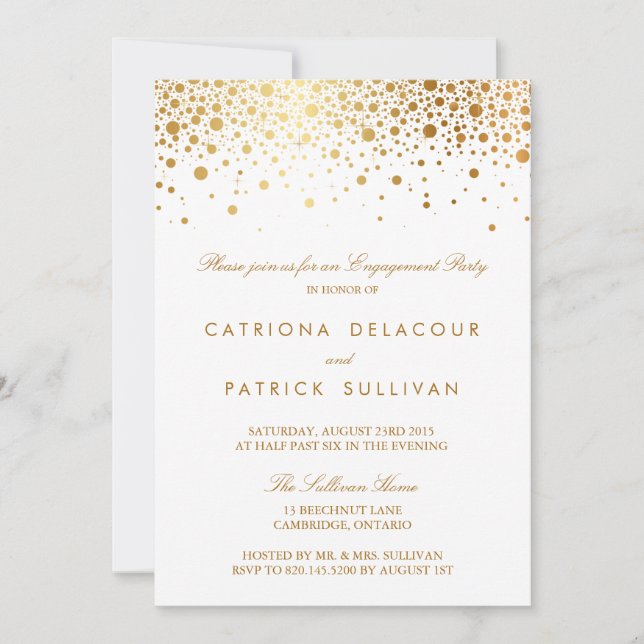 Faux Gold Foil Elegant Engagement Party Invitation (Front)