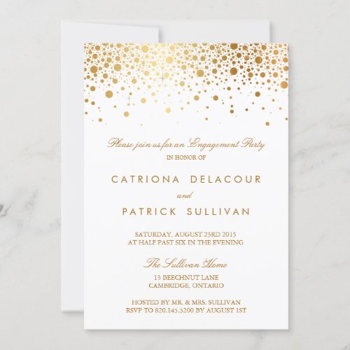Faux Gold Foil Elegant Engagement Party Invitation