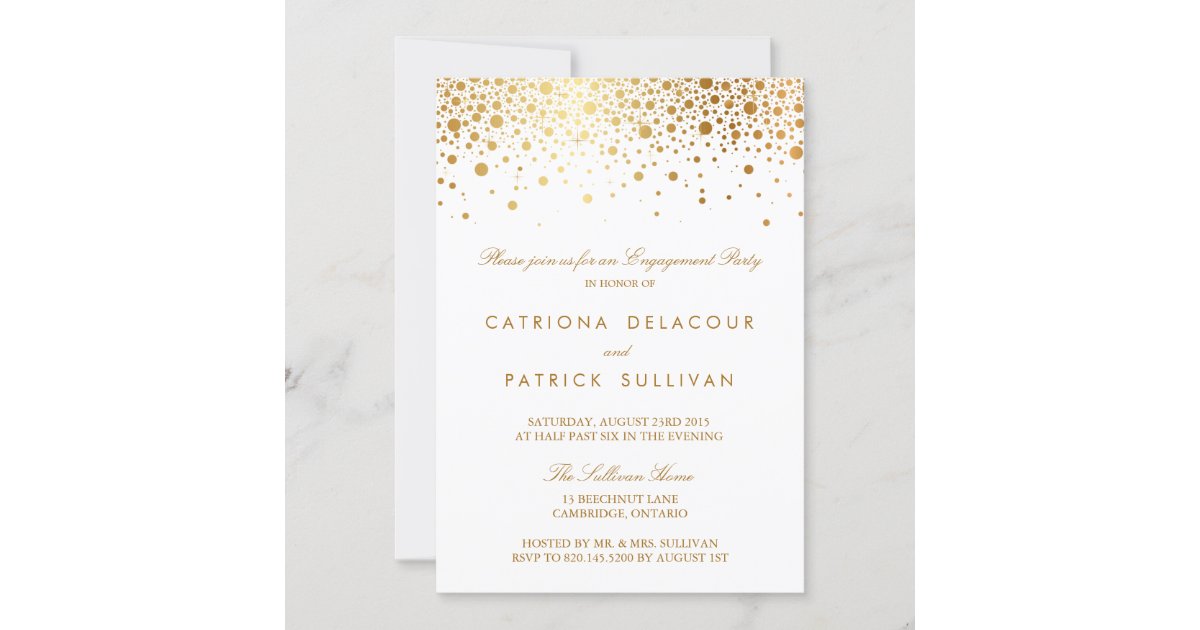 Faux Gold Foil Elegant Engagement Party Invitation 