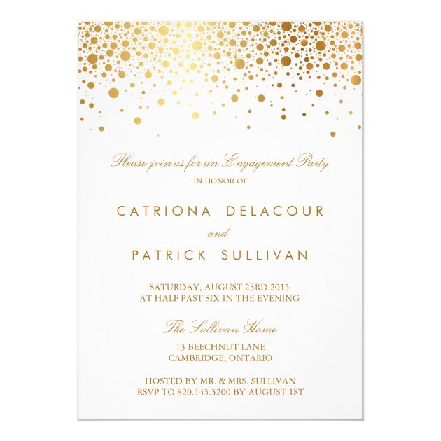 Faux Gold Foil Elegant Engagement Party Invitation