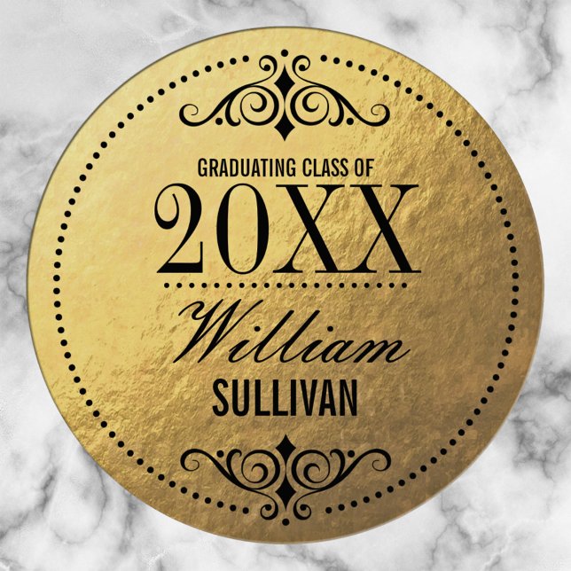 Faux Gold Foil Elegant Graduation Sticker (Creator Uploaded)