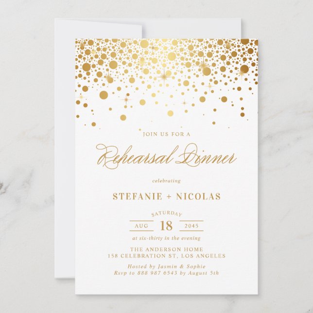 Faux Gold Foil Elegant Rehearsal Dinner Invitation (Front)