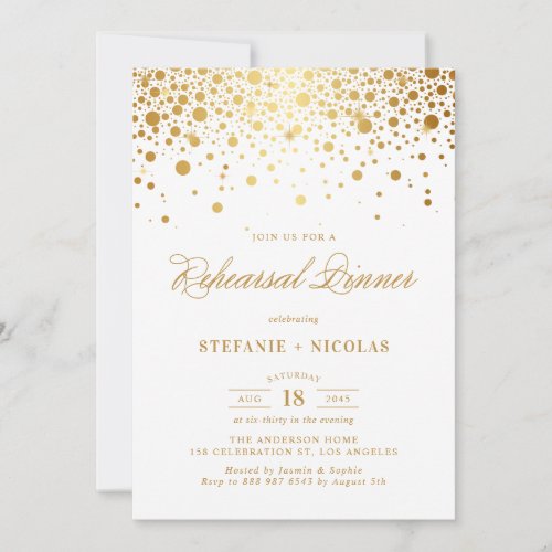 Faux Gold Foil Elegant Rehearsal Dinner Invitation