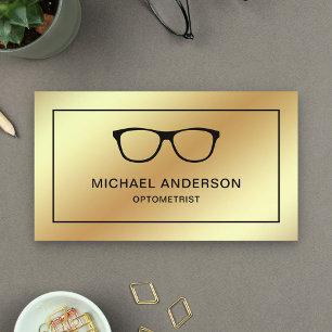 Faux Gold Foil Eyeglasses Eye Doctor Optometrist Business Card