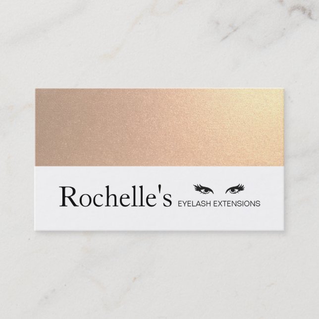 Faux Gold Foil Eyelash Extensions Salon Business Card (Front)