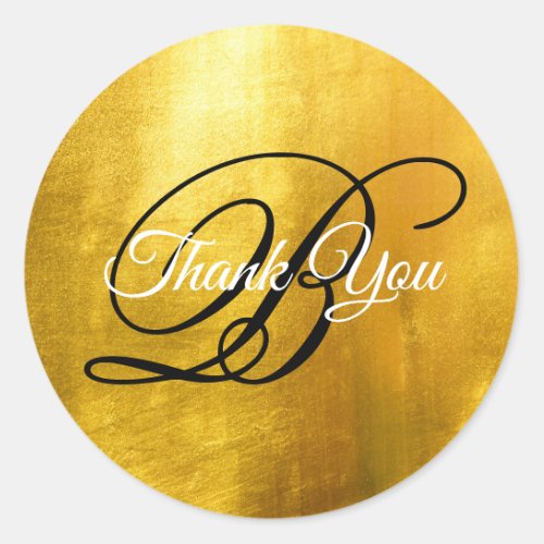 Faux Gold Foil Fancy Wedding Monogram Thank You Classic Round Sticker