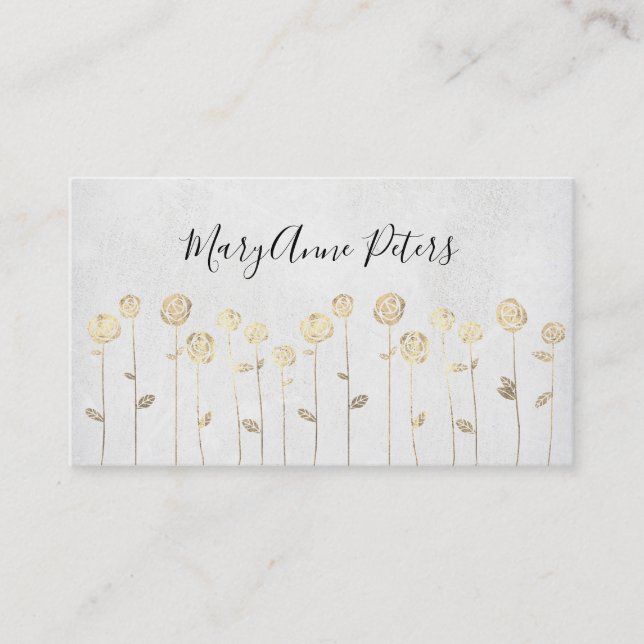 faux gold foil flowers business card (Front)