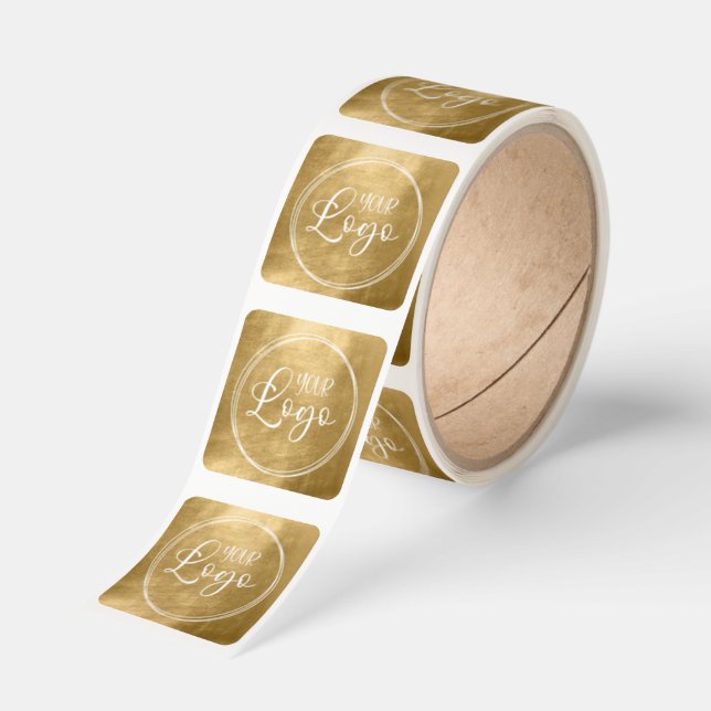 Faux Gold Foil for Your Logo Square Sticker (Roll)