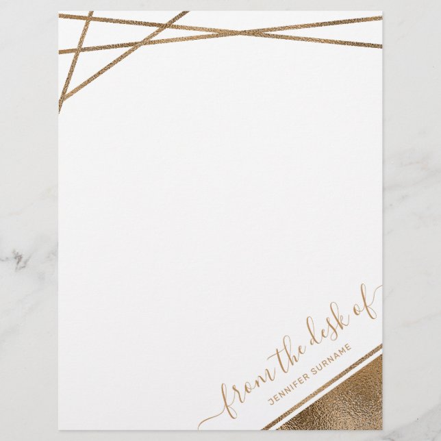 Faux Gold Foil From The Desk Of & Custom Name Letterhead (Front)