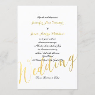 Faux Gold Foil Glamor | Wedding Invitation
