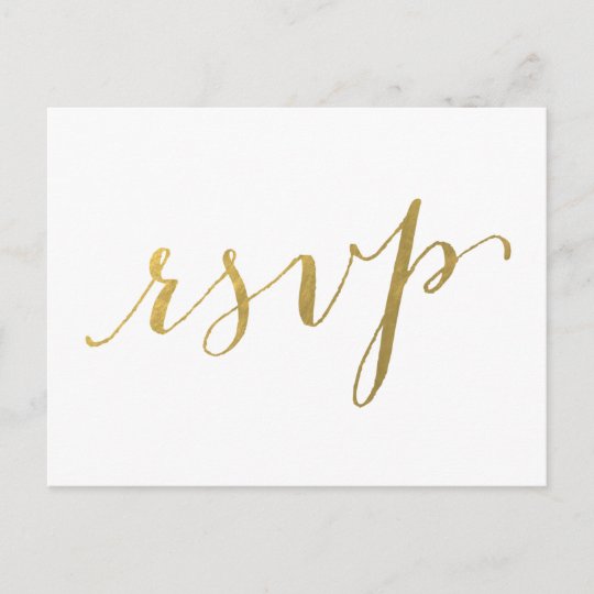 Faux Gold Foil Glamor Wedding Rsvp Postcard Zazzle Faux Gold Foil Glamor Wedding Rsvp Postcard
