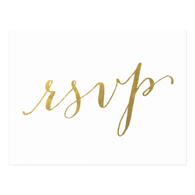 Faux Gold Foil Glamor | Wedding RSVP Postcard