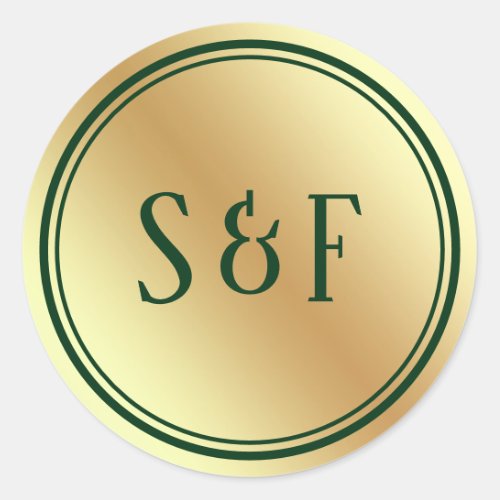 Faux Gold Foil Green Monogram Envelope Seal