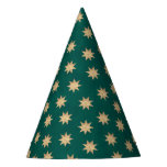 Faux Gold Foil &amp; Green Stars Pattern Party Hat