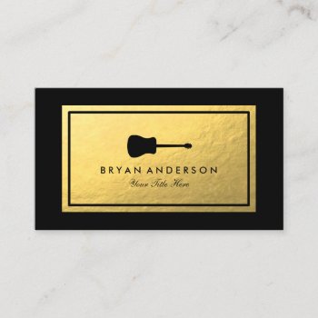 Faux Gold Foil - Guitar Business Card by istanbuldesign at Zazzle