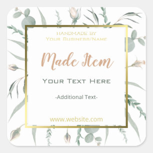 Faux Gold Foil Handmade Product Small Business Square Sticker
