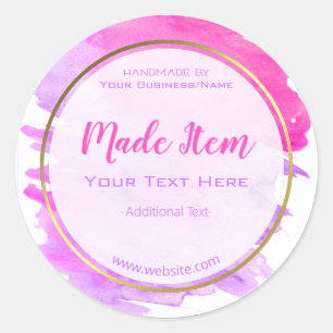 Faux Gold Foil Handmade Small Home Business Classic Round Sticker