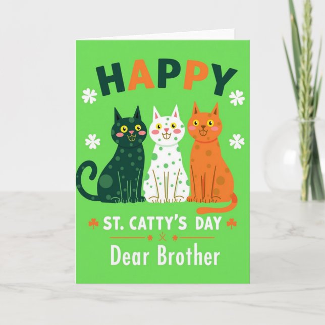 Faux Gold Foil Happy Cats Card (Front)