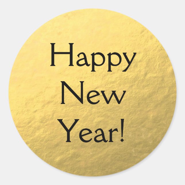 Faux Gold Foil Happy New Year Glossy Sticker (Front)