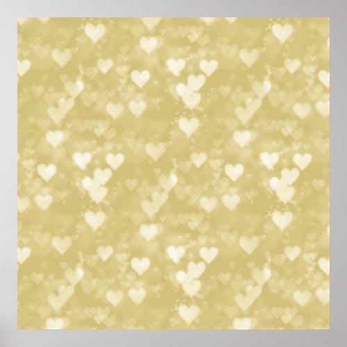 Faux Gold Foil Heart Background Hearts Bokeh Poster