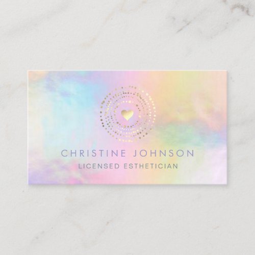 FAUX gold foil heart on colorful background Business Card