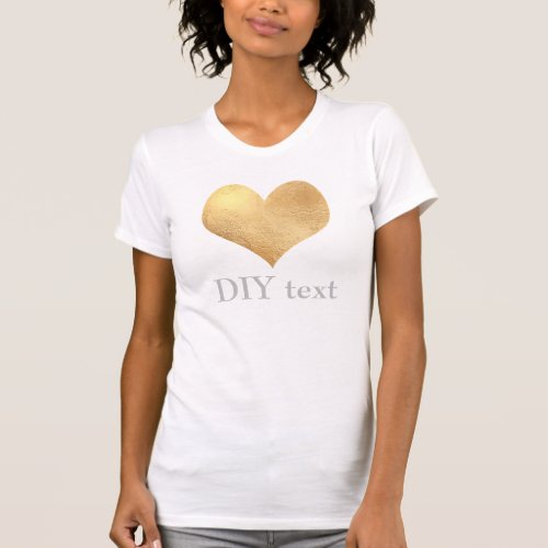 Faux Gold Foil Heart T_Shirt