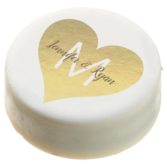 Faux Gold Foil Heart Wedding Bride And Groom Chocolate Covered