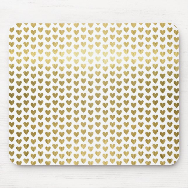 Faux Gold Foil Hearts Pattern Modern Mouse Pad (Front)
