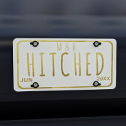 Faux Gold Foil Hitched Newlyweds Licence Plate at Zazzle