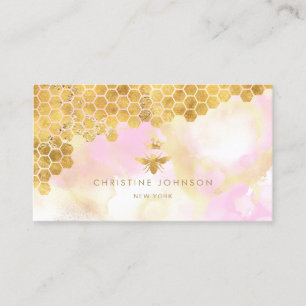 faux gold foil honey queen bee business card