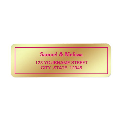 Faux Gold Foil Hot Pink Wedding Label