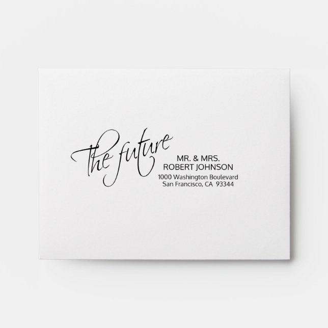 Faux Gold Foil Insert Wedding RSVP The Future Envelope (Front)