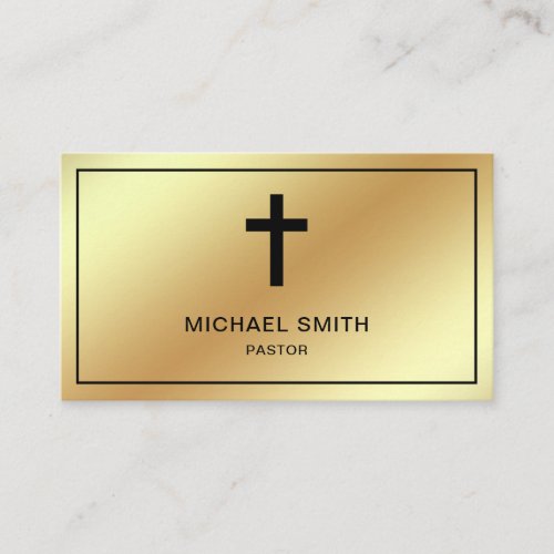 Faux Gold Foil Jesus Christ Cross Pastor Business Card