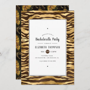 Faux Gold Foil Jungle Tiger Bachelorette Party Invitation