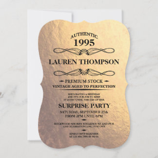 Faux Gold Foil Label Party Invitations