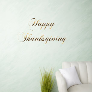 Faux Gold Foil Lettering Happy Thanksgiving Wall Decal
